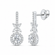 14K White Gold Floral Halo Lab-Grown Diamond Drop Earrings – 1 1/2 CTW