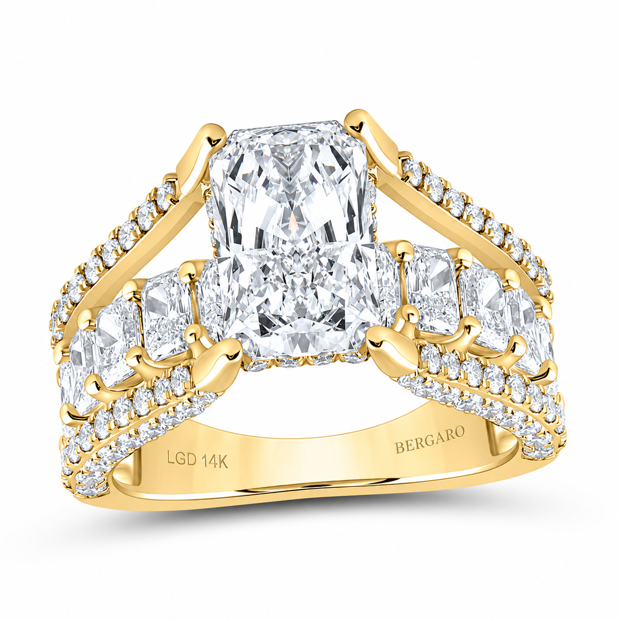 14K Yellow Gold Radiant-Cut Lab-Grown Diamond Statement Ring, 5⅝ CTW