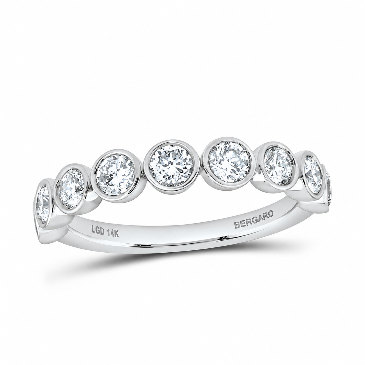 14K White Gold Bezel-Set Lab-Grown Diamond Band, 1.00 CTW