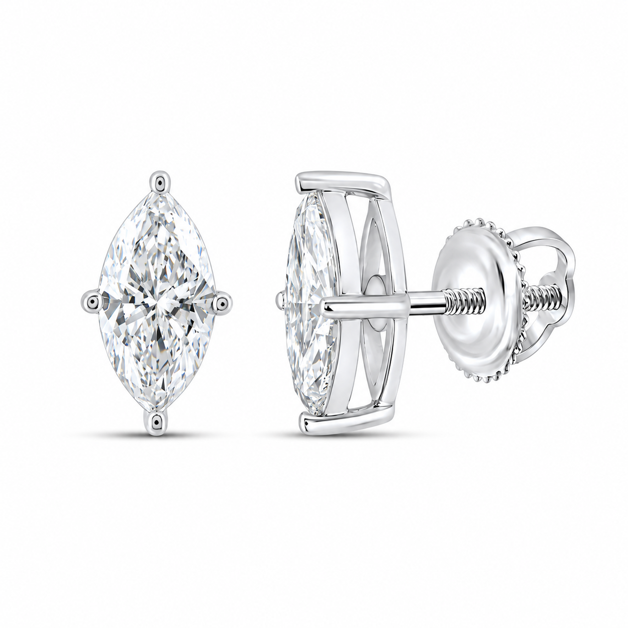1.00 CTW Marquise Lab-Grown Diamond Stud Earrings in 14K White Gold