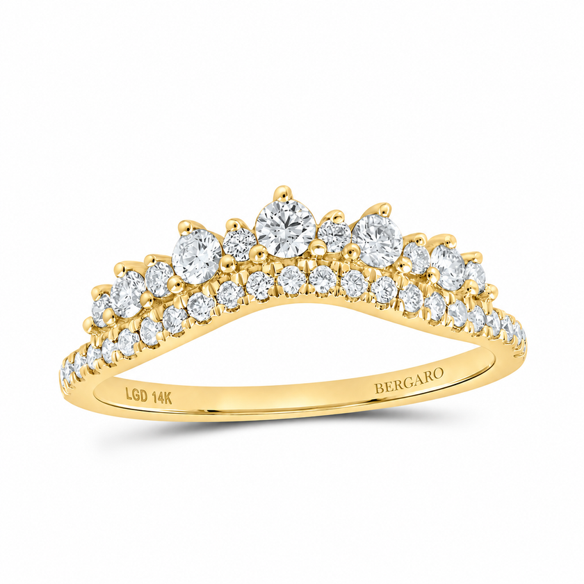 14K Yellow Gold Lab-Grown Diamond Crown Contour Band, ½ CTW