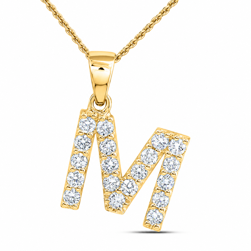 10K Yellow Gold “M” Initial Pendant with 5/8 CTW Certified Lab-Grown Diamonds
