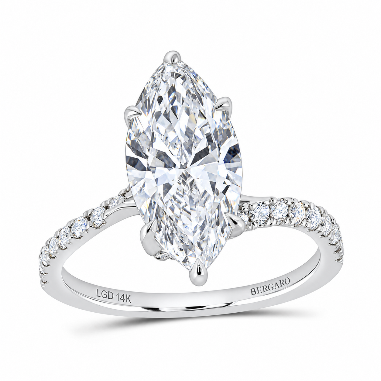 14K White Gold Marquise Lab-Grown Diamond Engagement Ring, 3⅓ CTW