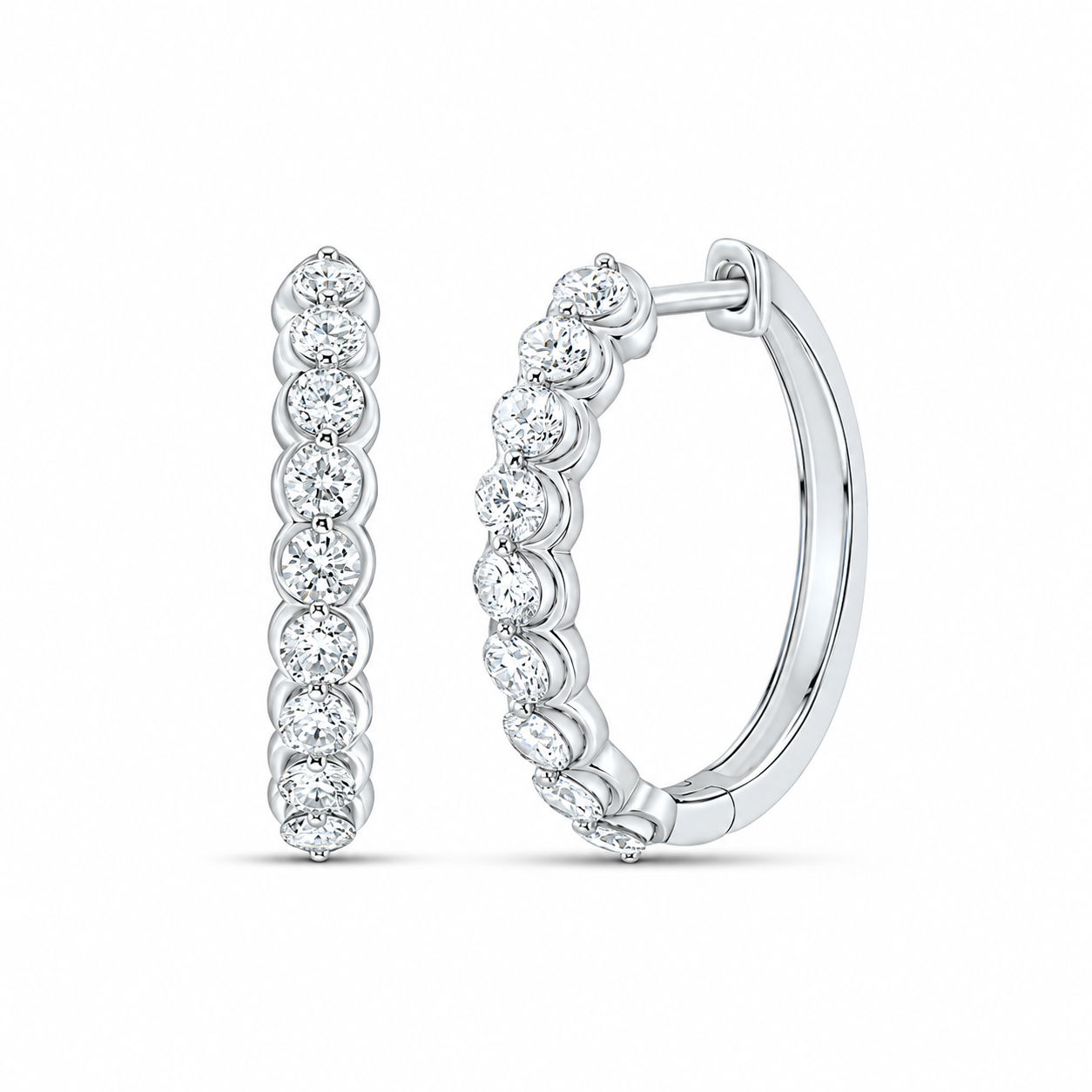 1/2 CTW Lab-Grown Diamond Hoop Earrings in 10K White Gold