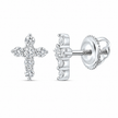 1/5 CTW Lab-Grown Diamond Cross Stud Earrings in 10K White Gold
