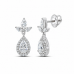 14K White Gold Pear Halo Lab-Grown Diamond Drop Earrings – 1 3/4 CTW