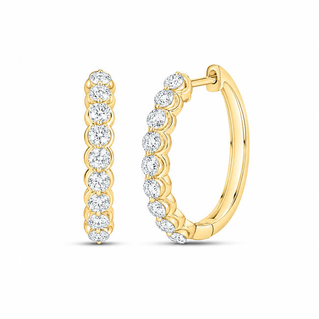 10K Yellow Gold Hoop Earrings with 1 CTW Certified Lab-Grown Diamonds