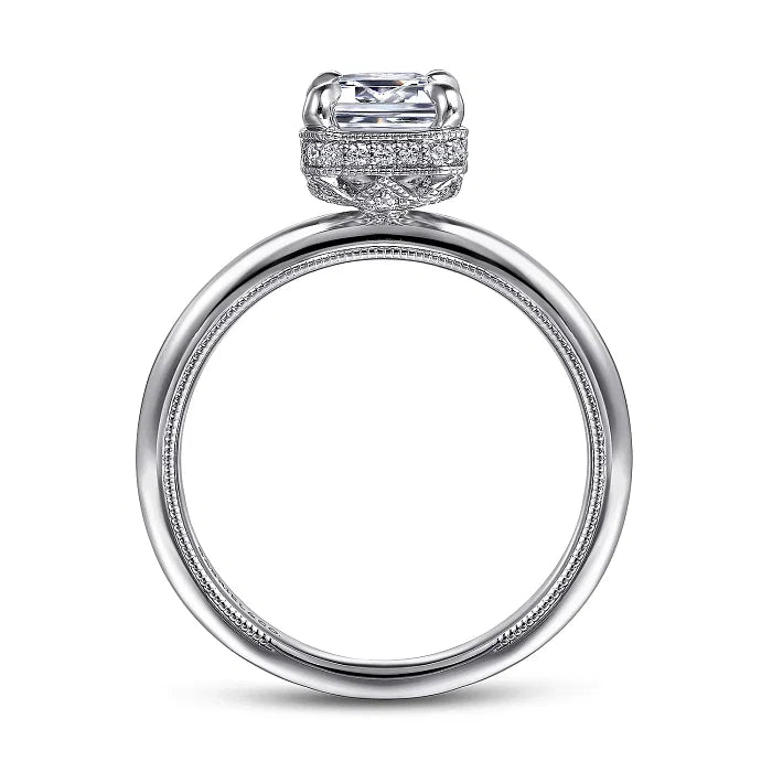 Emerald Cut Hidden Halo Diamond Engagement Ring