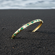 Vintage Inspired Pear Emerald and Diamond Effy Bangle Bracelet in 14K
