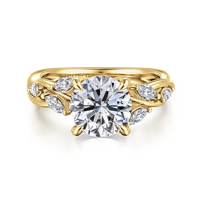 14k yellow gold floral diamond ring showcasing elegant design