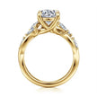 14K Yellow Gold Floral Round Diamond Engagement Ring