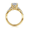 14K Yellow Gold Floral Round Diamond Engagement Ring