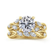 14K Yellow Gold Floral Round Diamond Engagement Ring