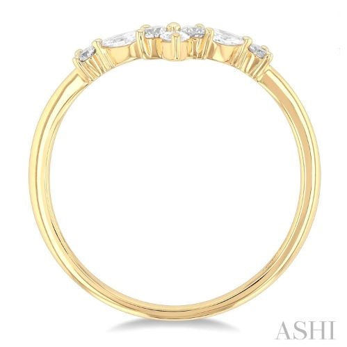 Chevron Shaped Marquise and Round Diamond Wedding Band Guard in 14K Yellow Gold  | Gemmas Jewelers