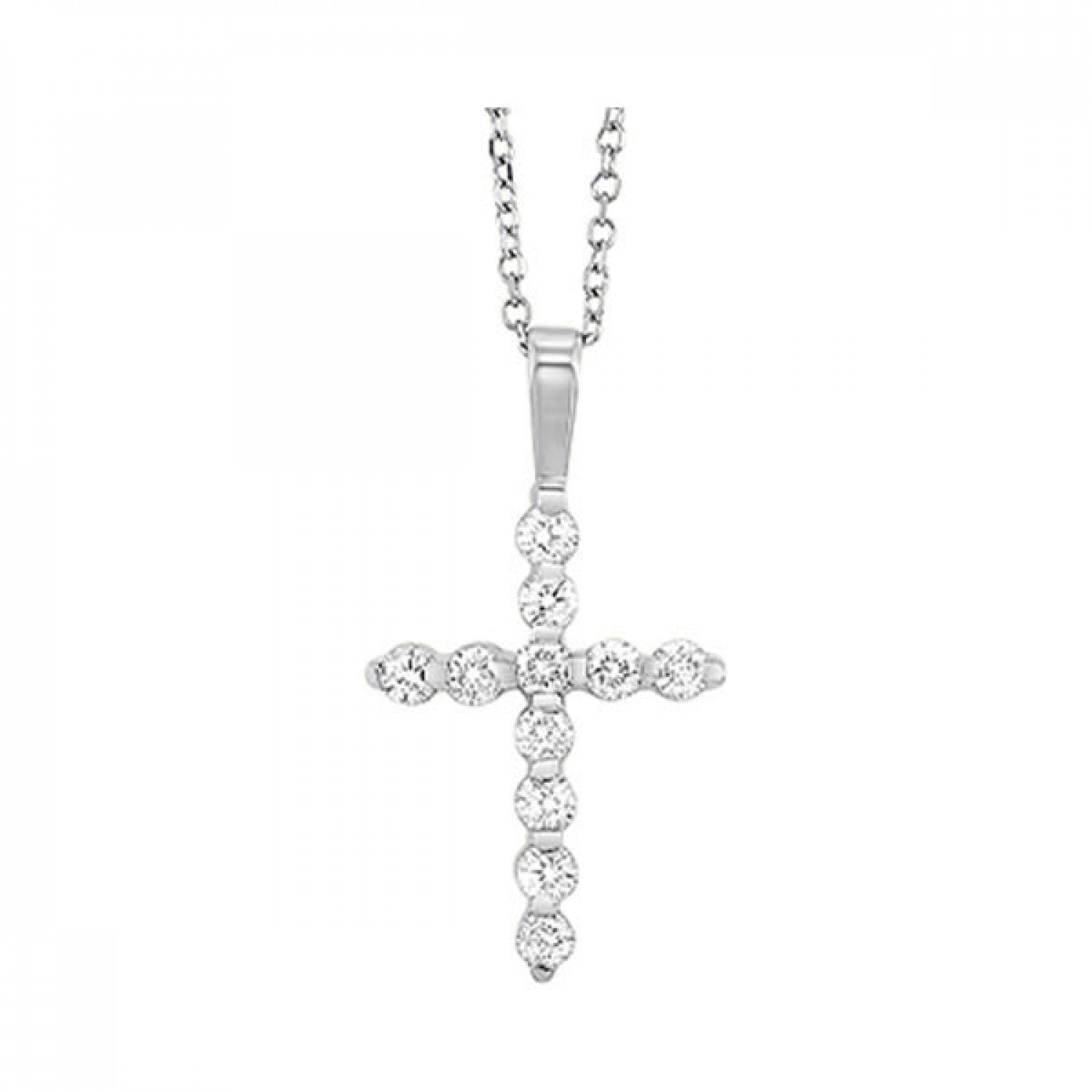 Chic & Sparkling Diamond Cross Necklace 14KW | Gemmas Jewelers