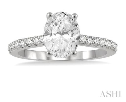 Classic Design Oval Shape Diamond Engagement Ring in 14K White Gold | Gemmas Jewelers