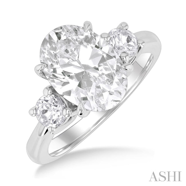 Classic Past, Present and Future Oval Diamond Engagement Ring in 14K White Gold | Gemma's Jewelers