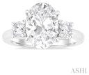 Classic Past, Present and Future Oval Diamond Engagement Ring in 14K White Gold | Gemma's Jewelers