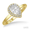 Classic & Chic Pear Shape Halo Diamond Engagement Ring in 14K Yellow Gold | Gemmas Jewelers