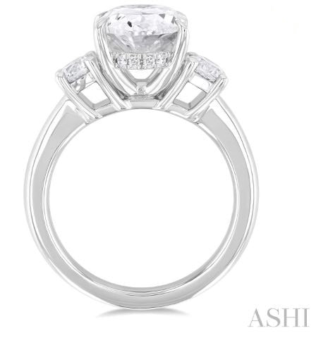 Classic Past, Present and Future Oval Diamond Engagement Ring in 14K White Gold | Gemma's Jewelers