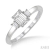 Classically Feminine Emerald Cut Diamond Engagement Ring in 14K White Gold | Gemmas Jewelers