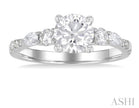 Classic and Elegant Pear and Round Cut Diamond Engagement Ring in 14K White Gold | Gemmas Jewelers