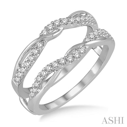 Classy Twisted Double Row Diamond Insert Wedding Ring in 14K White Gold | Gemmas Jewelers