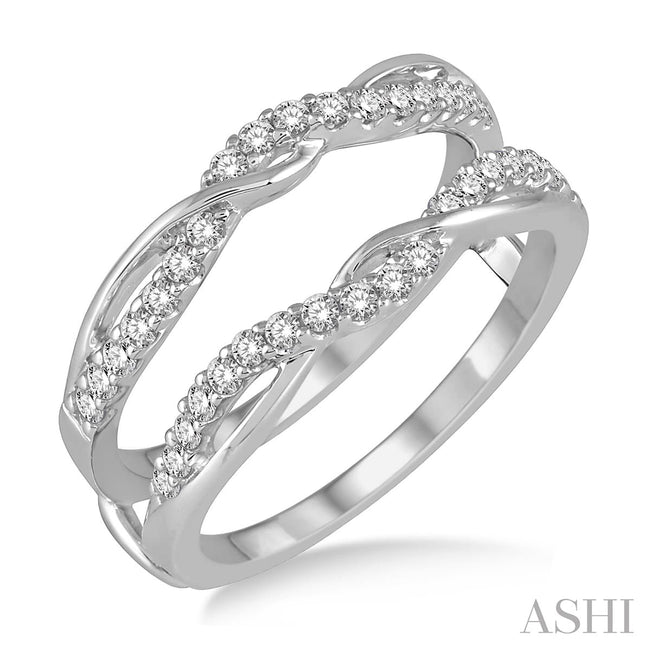 Classy Twisted Double Row Diamond Insert Wedding Ring in 14K White Gold | Gemmas Jewelers