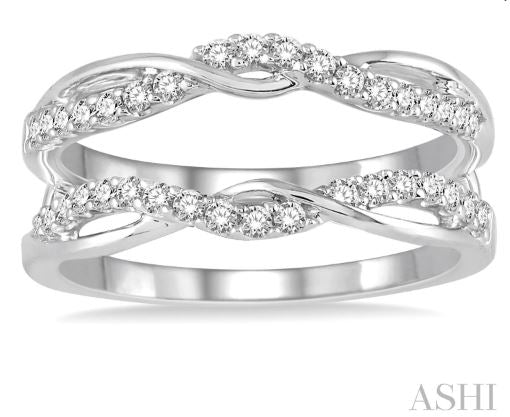 Classy Twisted Double Row Diamond Insert Wedding Ring in 14K White Gold | Gemmas Jewelers