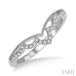 Classy Chevron Center Round Diamond Wedding Band Guard in 14K White Gold | Gemmas Jewelers