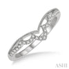 Classy Chevron Center Round Diamond Wedding Band Guard in 14K White Gold | Gemmas Jewelers