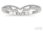 Classy Chevron Center Round Diamond Wedding Band Guard in 14K White Gold | Gemmas Jewelers