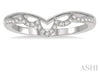 Classy Chevron Center Round Diamond Wedding Band Guard in 14K White Gold | Gemmas Jewelers