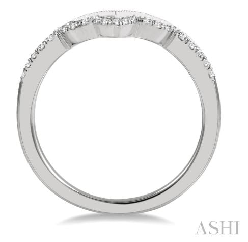 Classy Chevron Center Round Diamond Wedding Band Guard in 14K White Gold | Gemmas Jewelers