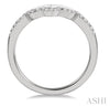 Classy Chevron Center Round Diamond Wedding Band Guard in 14K White Gold | Gemmas Jewelers