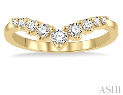 Classy & Elegant Chevron Round Diamond Wedding Band in 14K Yellow Gold | Gemmas Jewelers