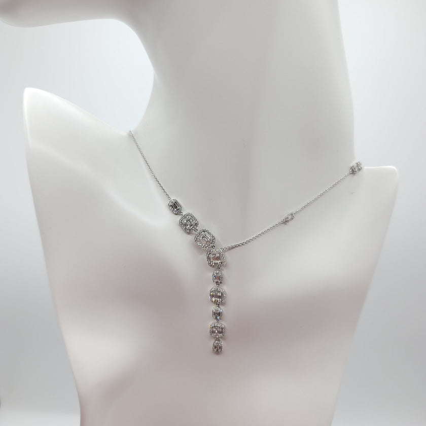 Contemporary Diamond Tassel Necklace with Invisible Baguettes in 14K Gold | Gemma's Jewelers