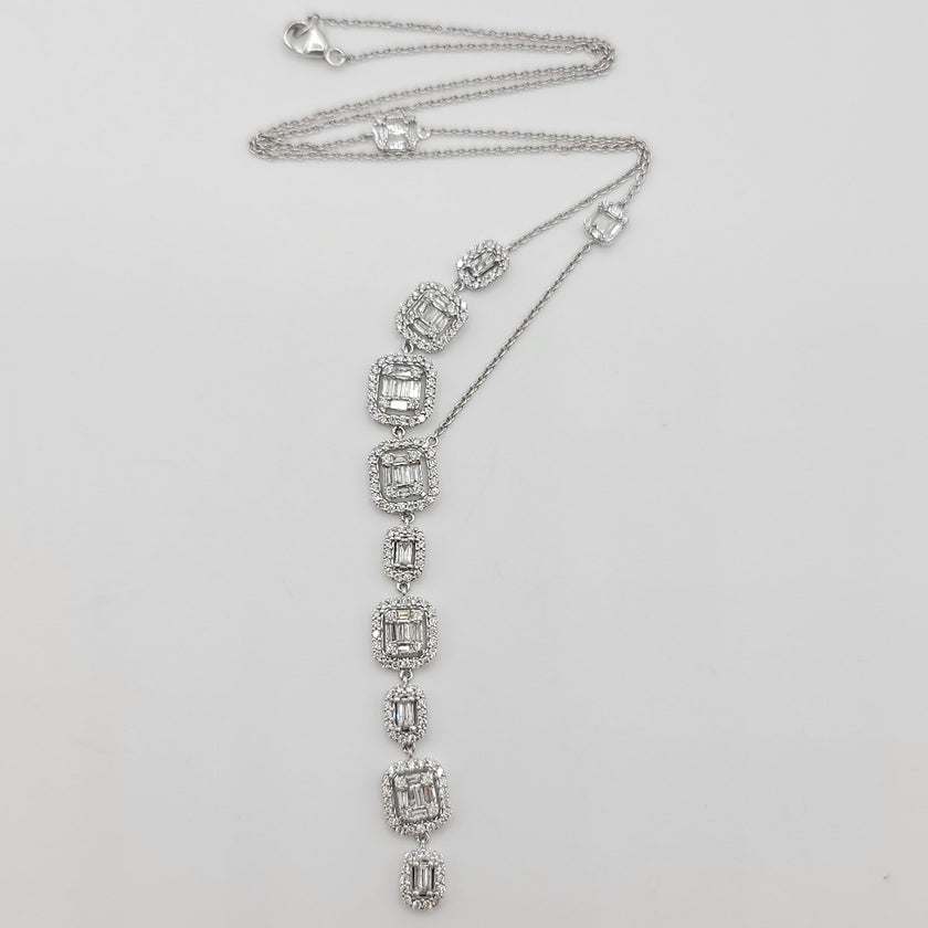 Contemporary Diamond Tassel Necklace with Invisible Baguettes in 14K Gold | Gemma's Jewelers