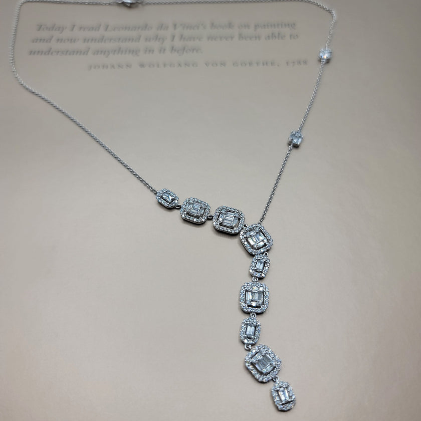 Contemporary Diamond Tassel Necklace with Invisible Baguettes in 14K Gold | Gemma's Jewelers