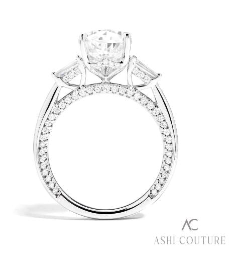 Couture Pear Diamond Engagement Ring With Tapered Baguette Accents 14K | Gemmas Jewelers