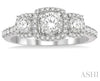 Cushion Shape Past, Present & Future Round Diamond Engagement Ring in 14K White Gold | Gemmas Jewelers