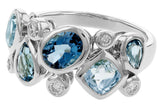 Stunning Modern Design Bezel Set Blue Topaz and Diamond Ring in 14K