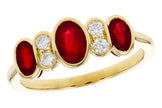 Gorgeous Graduated Oval Ruby & Diamond Bezel Set Band in 14K Gold