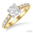 Dazzling Baguette and Round Cut Diamond Engagement Ring in 14K Yellow Gold | Gemma's Jewelers