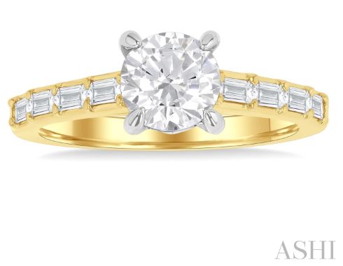 Dazzling Baguette and Round Cut Diamond Engagement Ring in 14K Yellow Gold | Gemma's Jewelers