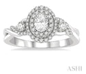 Dazzling Double Halo Twisted Shank Diamond Oval Center Engagement Ring in 14K White Gold| Gemmas Jewelers