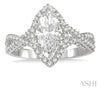 Dazzling Marquise Shape Crisscross Design Diamond Engagement Ring in 14K White Gold | Gemma's Jewelers