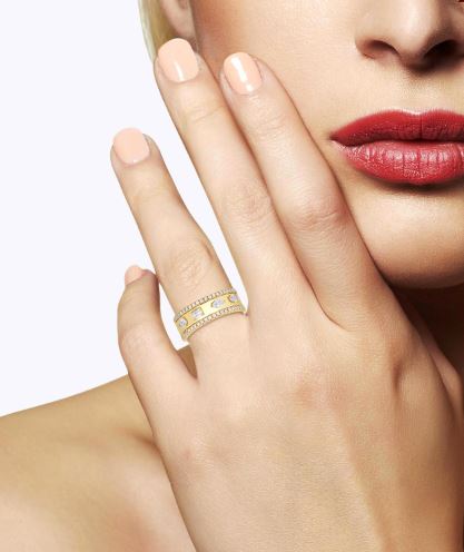 Dazzling Mixed Diamond Shape Wide Wedding Band in 14K Yellow Gold | Gemmas Jewelers