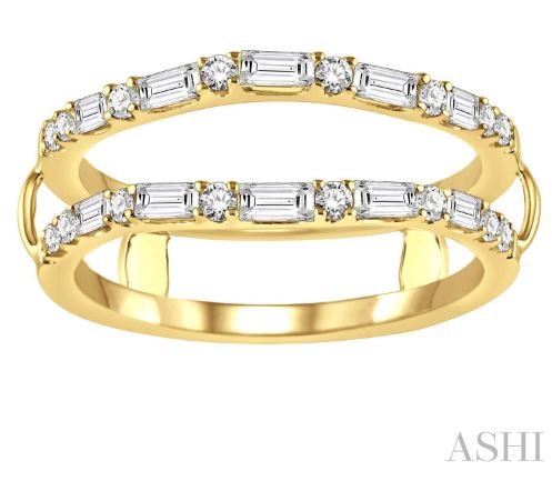 Dazzling Baguette and Round Cut Diamond Insert Ring in 14K Yellow Gold