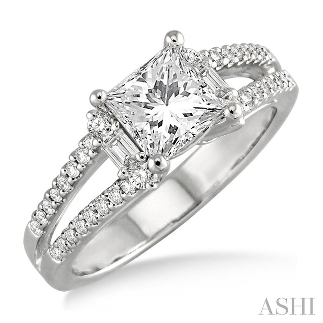 Dazzling Split Shank Princess Cut Diamond Engagement Ring in 14K | Gemmas Jewelers